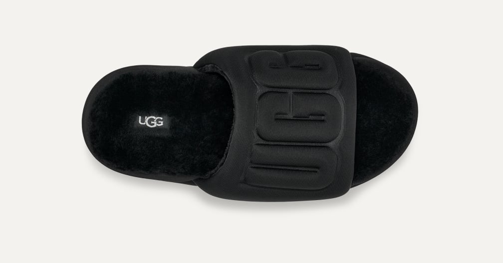 UGG アグ サンダル Maxi Graphic Slide マキシ グラフィック スライド 1131992 レディース 厚底 ロゴ プラットフォーム  シープスキン ファー 靴 BBLC